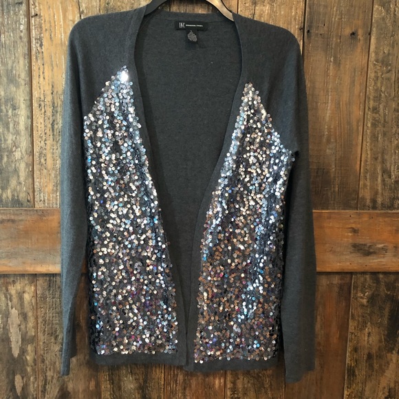 INC International Concepts Sweaters - I.N.C., L, Gray, Sequined, Sweater, Cardigan